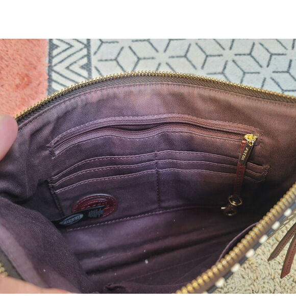 FOSSIL BLACK W WHITE POLKA DOT CROSSBODY PURSE W ADJUSTABLE STRAPS - Picture 12 of 13